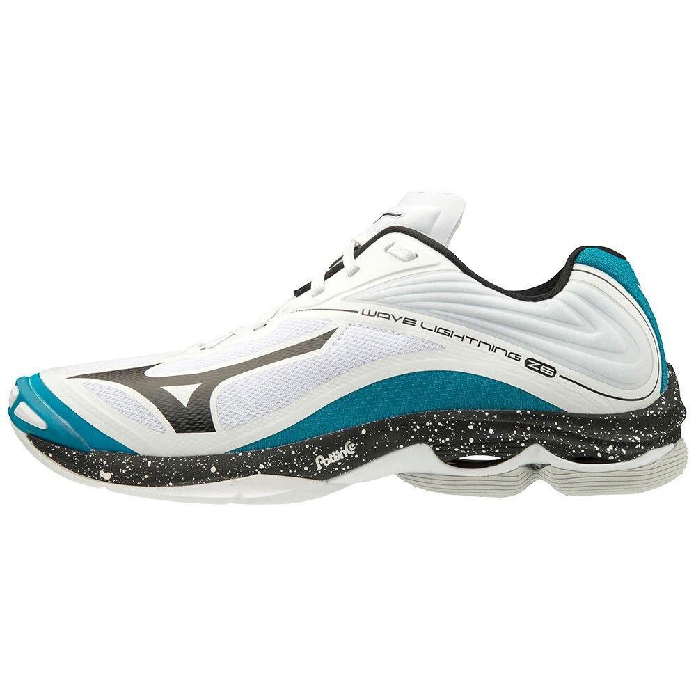 Mizuno Men's Volleyball Shoes Wave Lightning Z6 White/Black/Blue - RSKTFNG-36